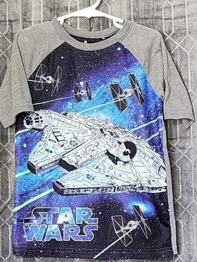 Star Wars Kids Gray & Blue Millennium Falcon Space Graphic Tee